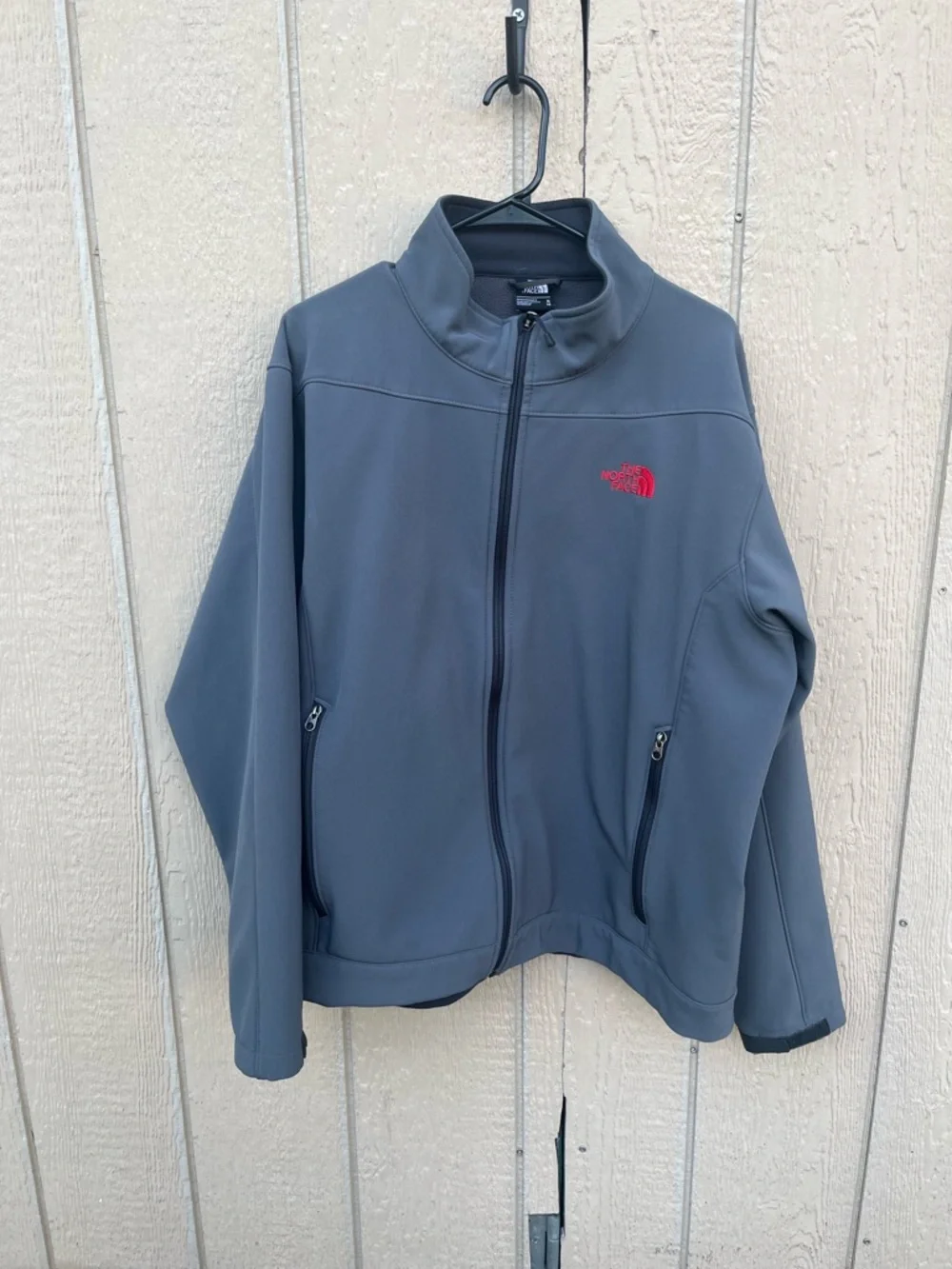 The North Face Apex Soft Shell Fleece Lined Mens XL Gray Full Zip Jacket